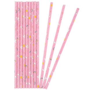 Трубочки для коктейлей, Единороги, Розовый, 12 шт. в упак. 