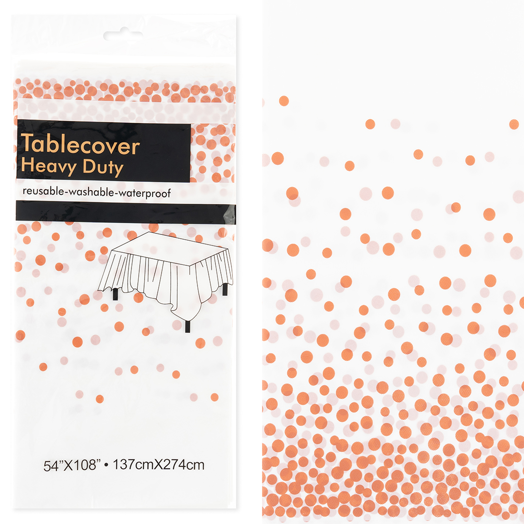 Скатерть одноразовая, Конфетти, Белый/Розовое золото, 137*274 см, 1 шт.