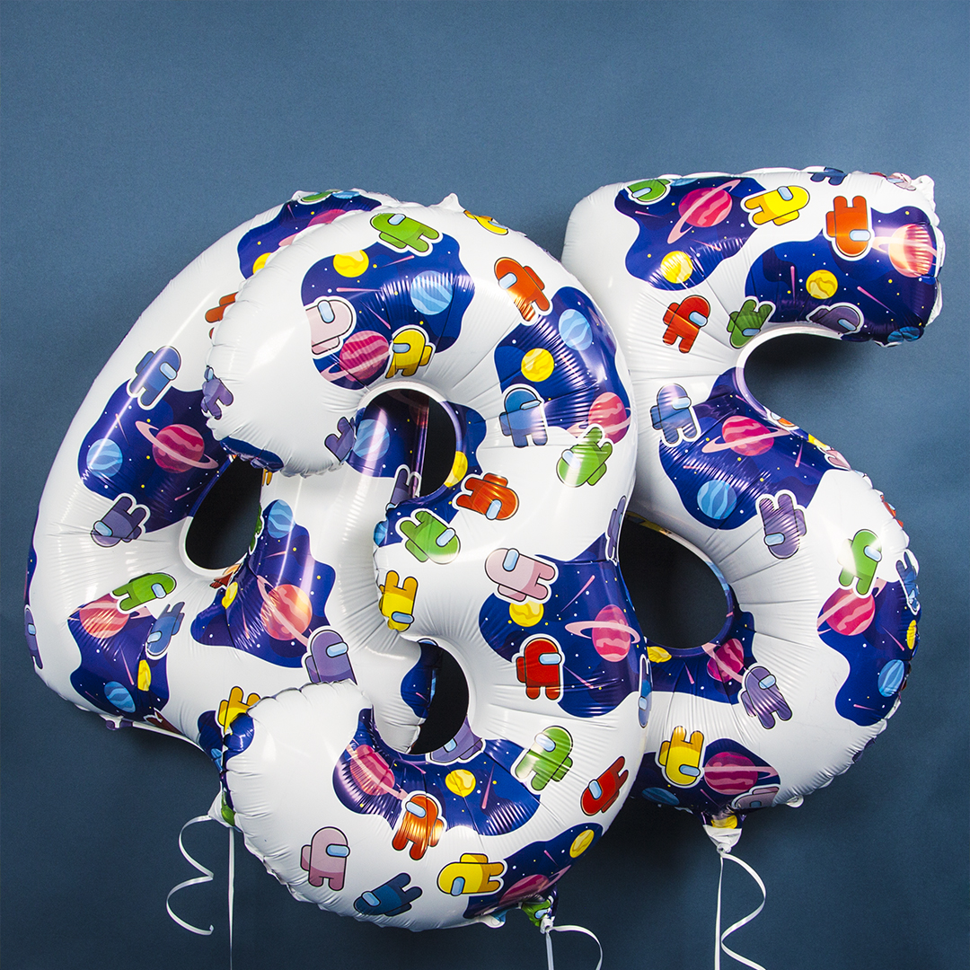 Шар (32''/81 см) Цифра, 4 Космонавтики, 1 шт. в уп.