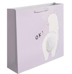 Пакет подарочный, 210гр, Пушистые хвостики, Дизайн №2, 17,7*23*10 см, 1 шт.