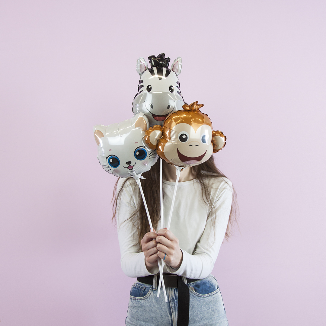 Шар (11''/28 см) Мини-фигура, Голова, Милая Зебра, 1 шт.