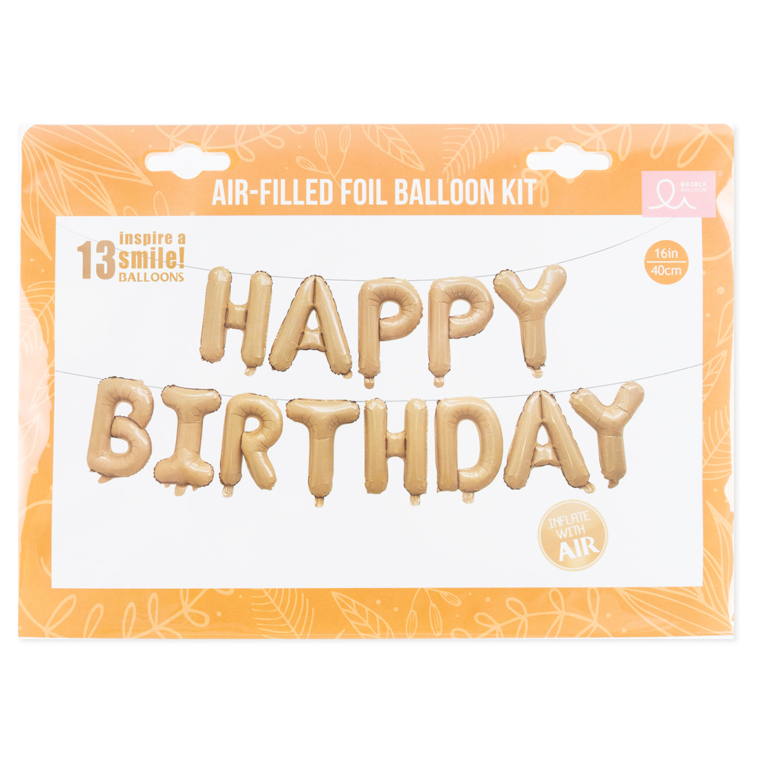 Набор шаров (16''/41 см) Мини-буква, Надпись "Happy Birthday", Карамель, 1 шт. в уп.