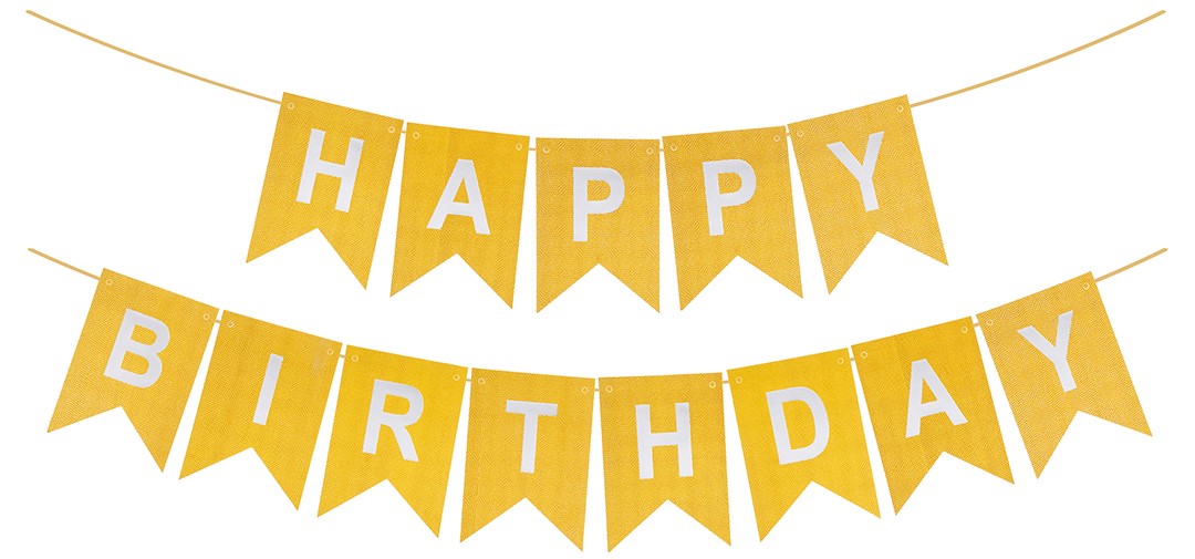 Гирлянда Флажки, Happy Birthday (фактура точки), Золото, Металлик, 500 см, 16*12 см, 1 упак.