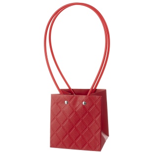 Пакет для цветов, Мастхэв, с тиснением, Красный, 12*12*11 см, 1 шт.