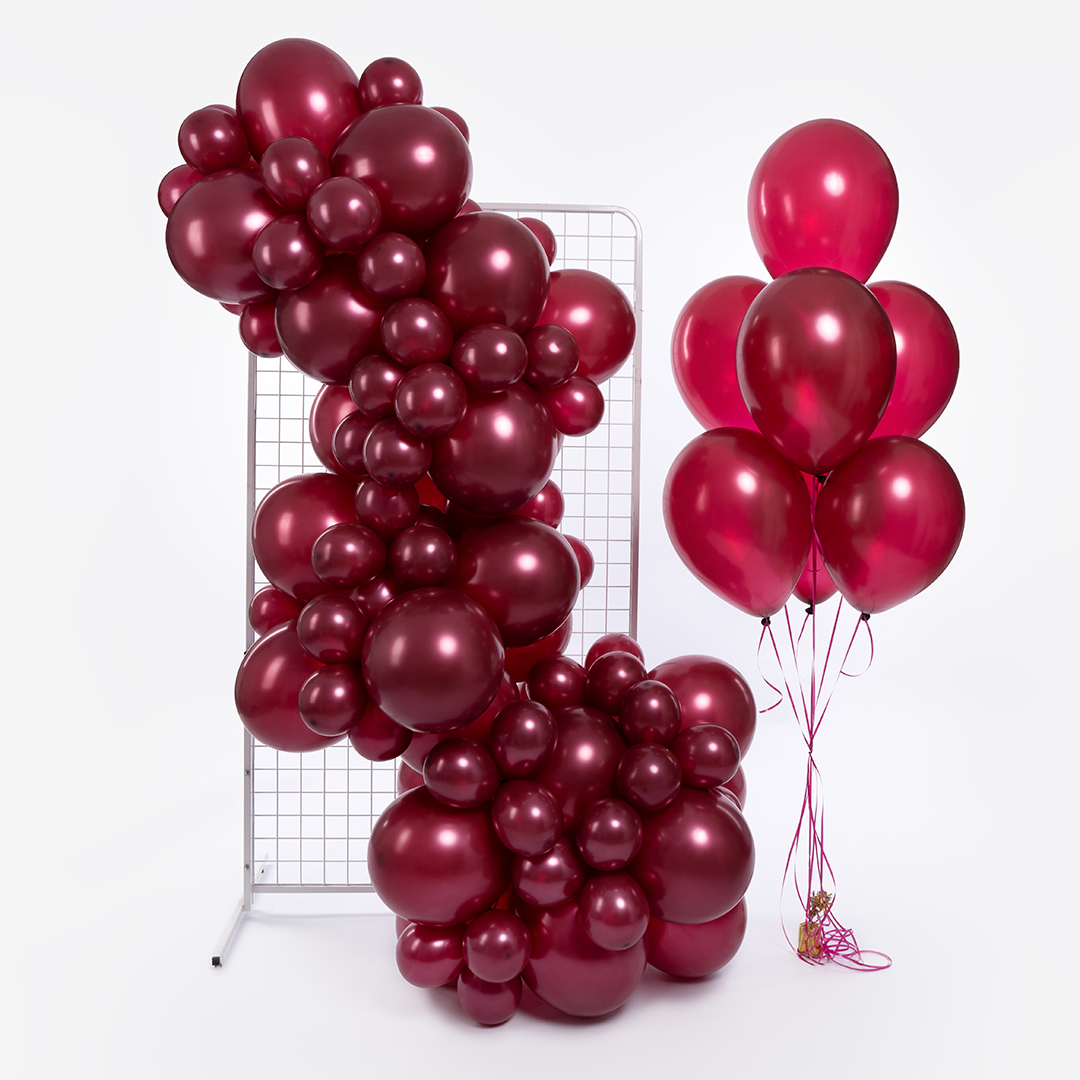 Шар (12''/30 см), Бургундия, металлик, 100 шт.