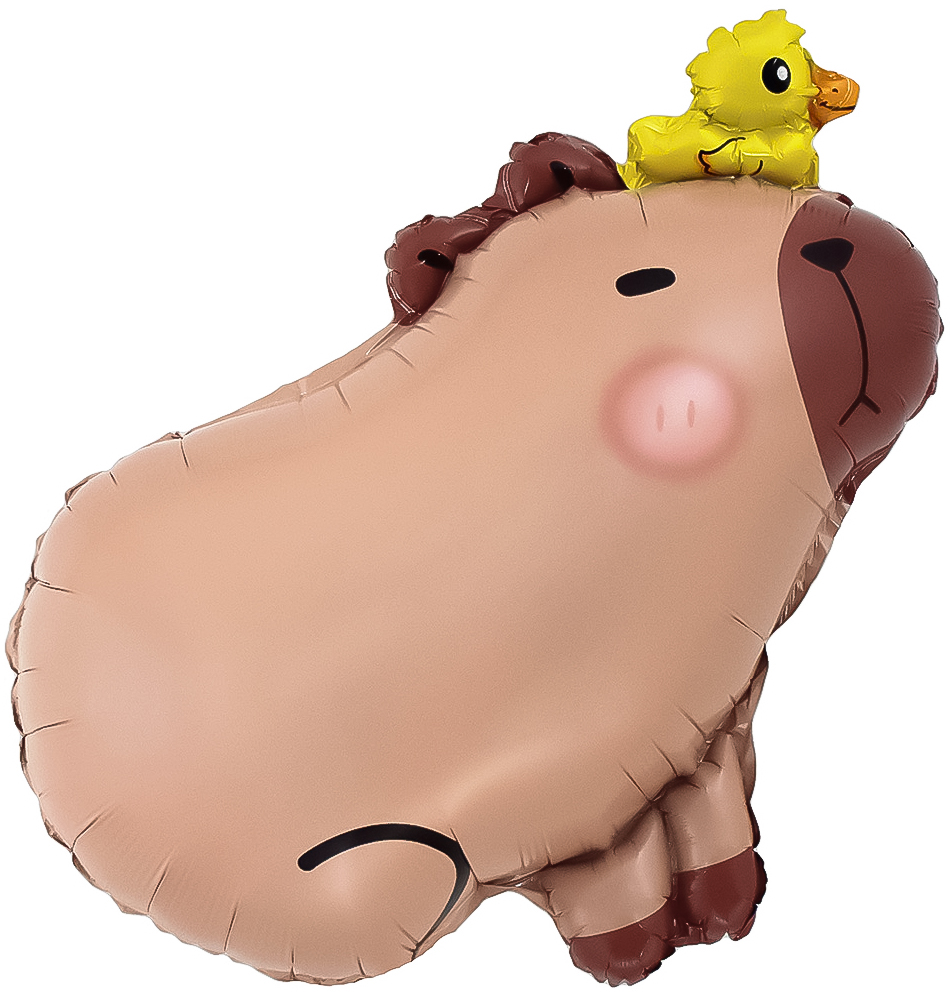 Шар (26''/66 см) Фигура, Капибара с утенком, 1 шт.
