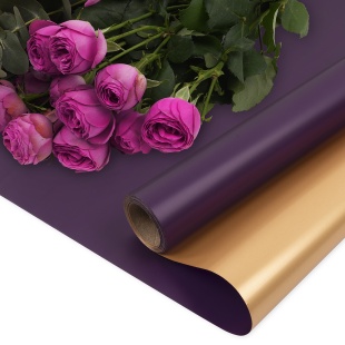 Упаковочная пленка 65мкр (0,57*10 м) Двухцветная, Фиолетовый/Золото, Матовый, 1 шт.