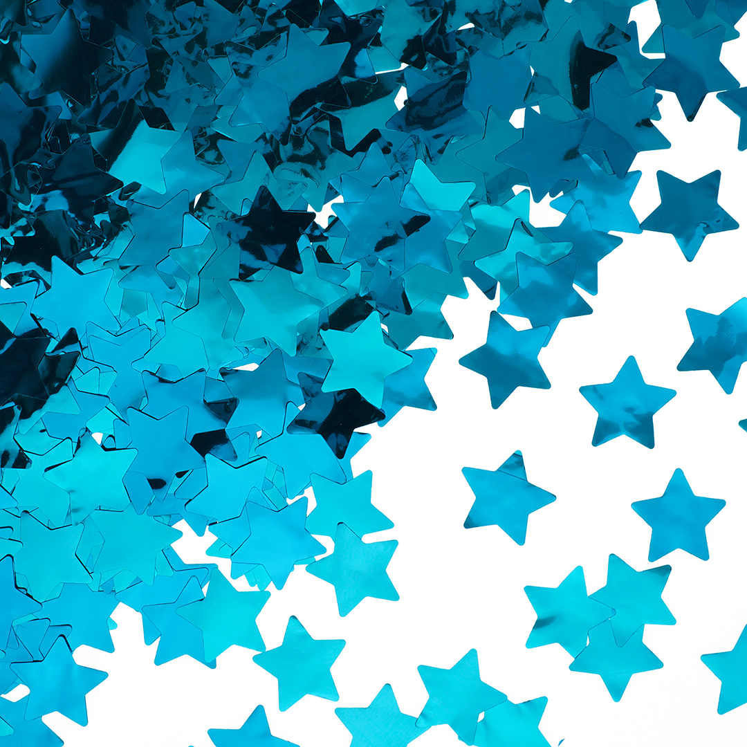 Конфетти фольга Звезда, Голубой, Металлик, 2,5 см, 50 г.