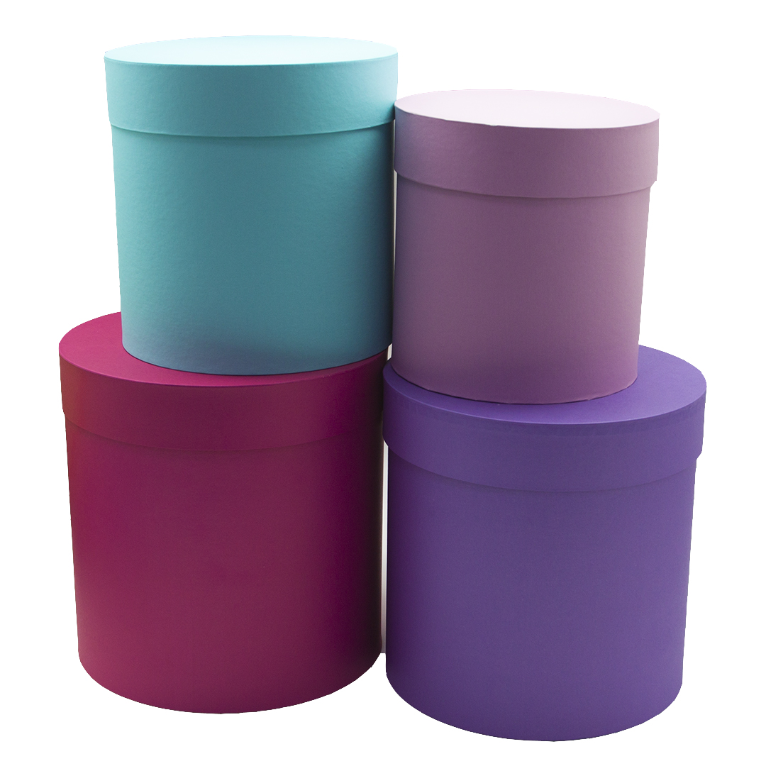 Набор коробок Цилиндр, Микс цветов, 22*22 см, 4 шт. в упак. 