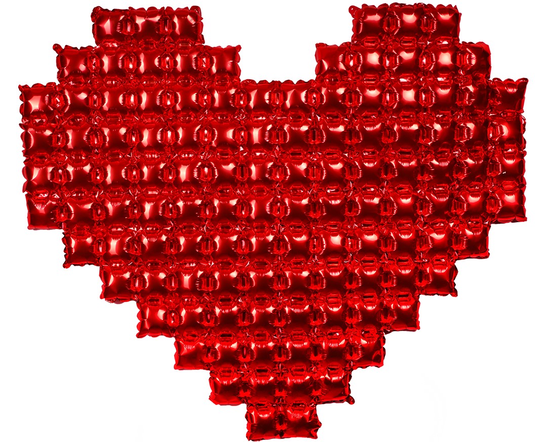 Шар (55''/140 см) Сердце, надув воздухом, Красный, Металлик, 1 шт.