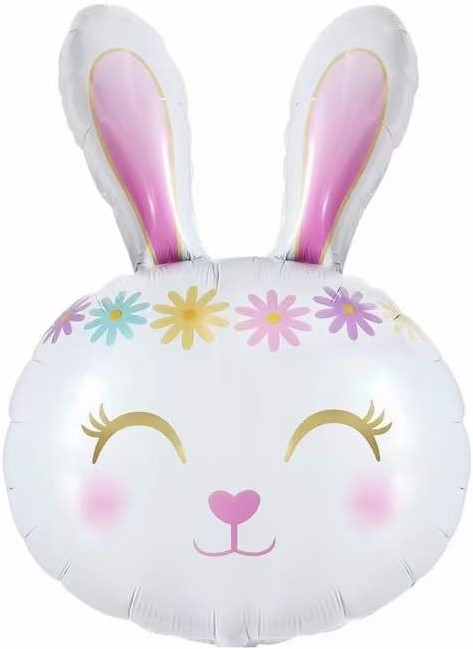 Шар (32''/81 см) Фигура, Цветочный Зайка, Белый, 1 шт.