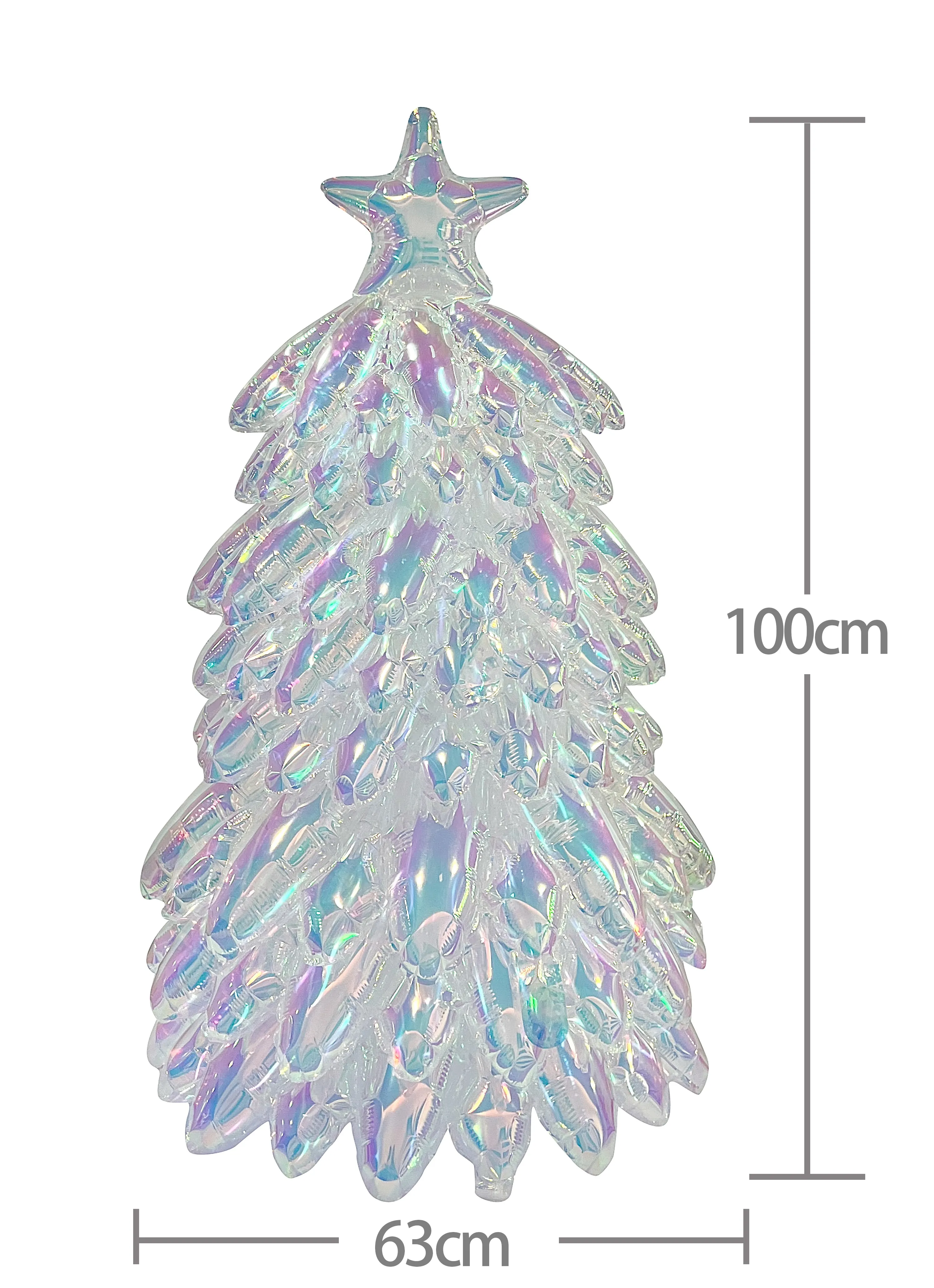 Шар (39''/99 см) Фигура 3D, Новогодняя елочка, Прозрачный, Хамелеон, 1 шт. в уп.