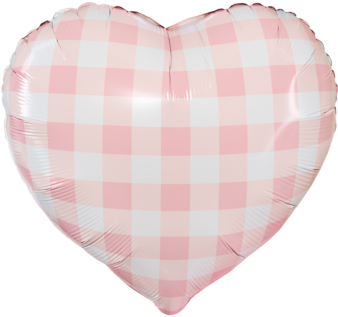Шар (18''/46 см) Сердце, Клетка Виши, Розовый, 1 шт.