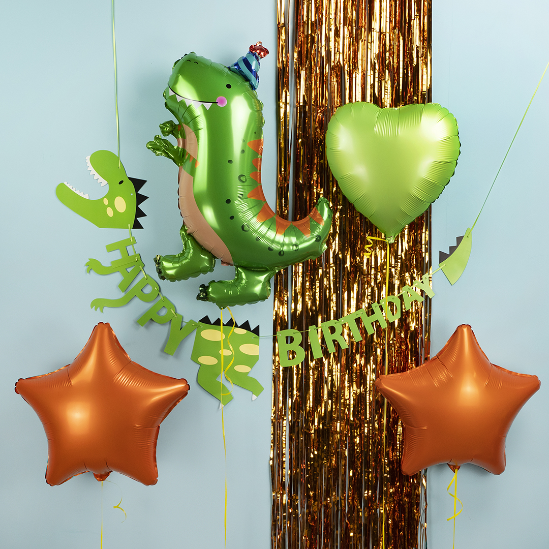 Гирлянда Динозавр, Happy Birthday, Зеленый, 150 см, 1 шт.