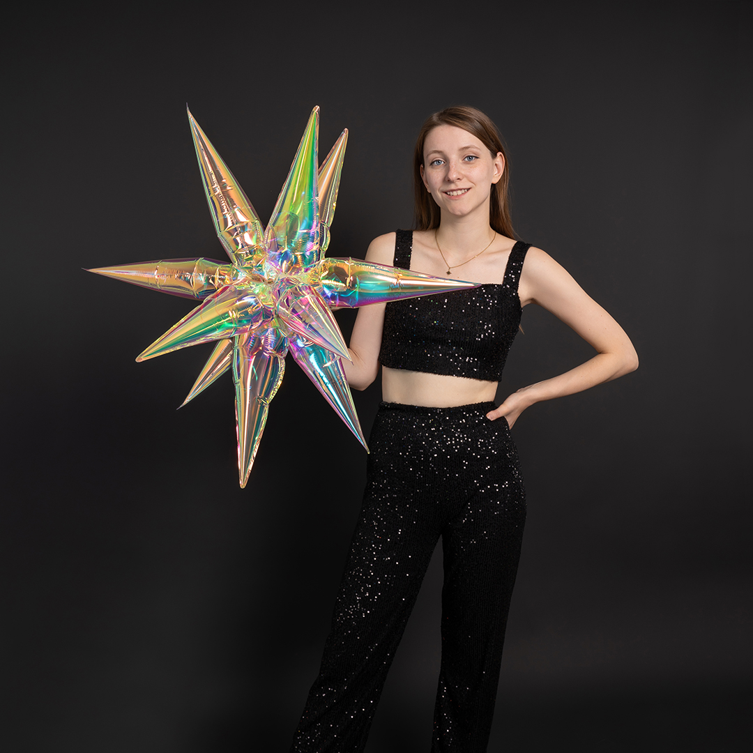 Шар 3D (26''/66 см) Звезда, Составная, Зеркальный, Хамелеон, 1 шт. в уп.