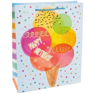 Пакет подарочный, 210гр, Воздушный День Рождения, Дизайн №2, Металлик, 23,5*18*8 см, 1 шт.