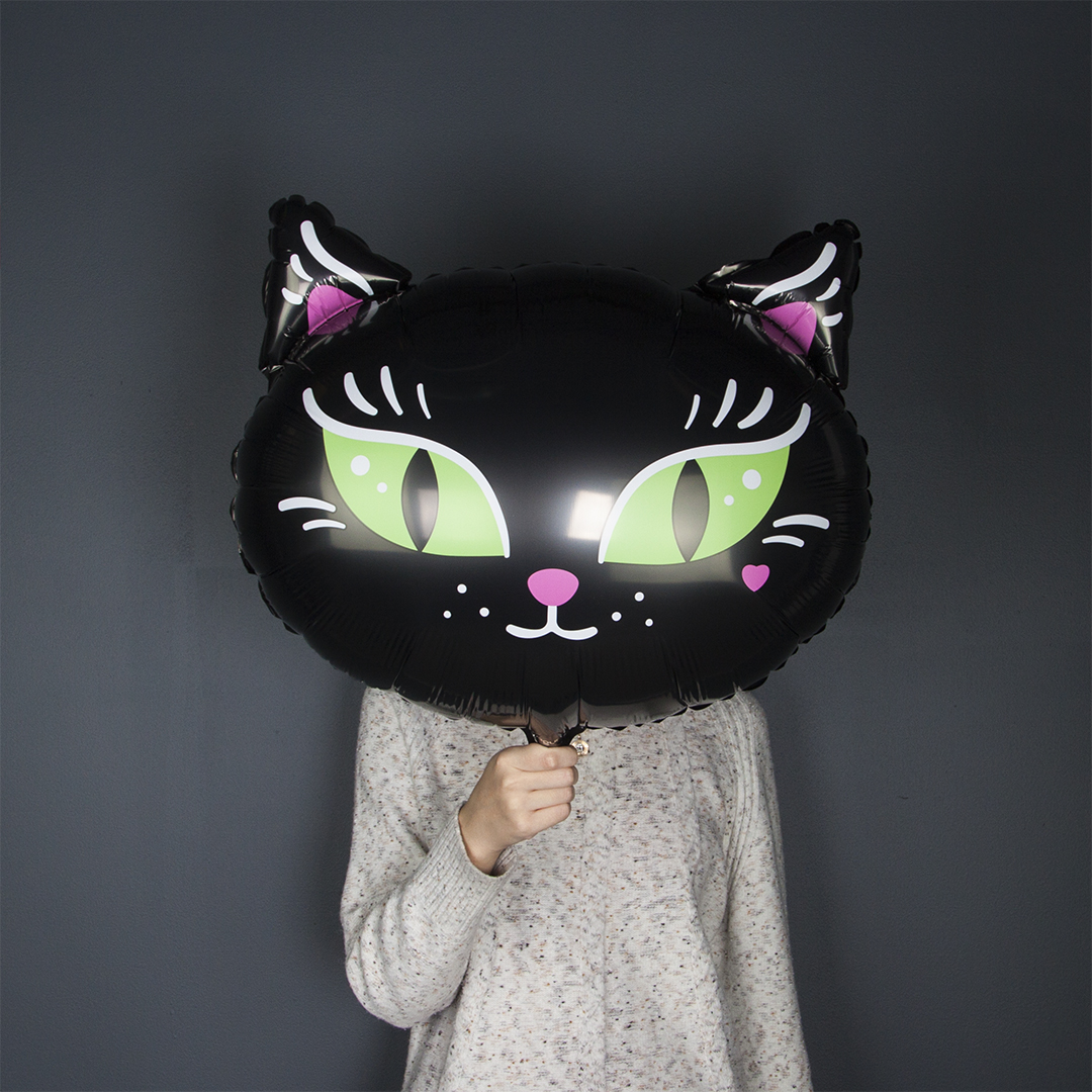 Шар (26''/66 см) Фигура, Кошечка, Черный, 1 шт. в уп.