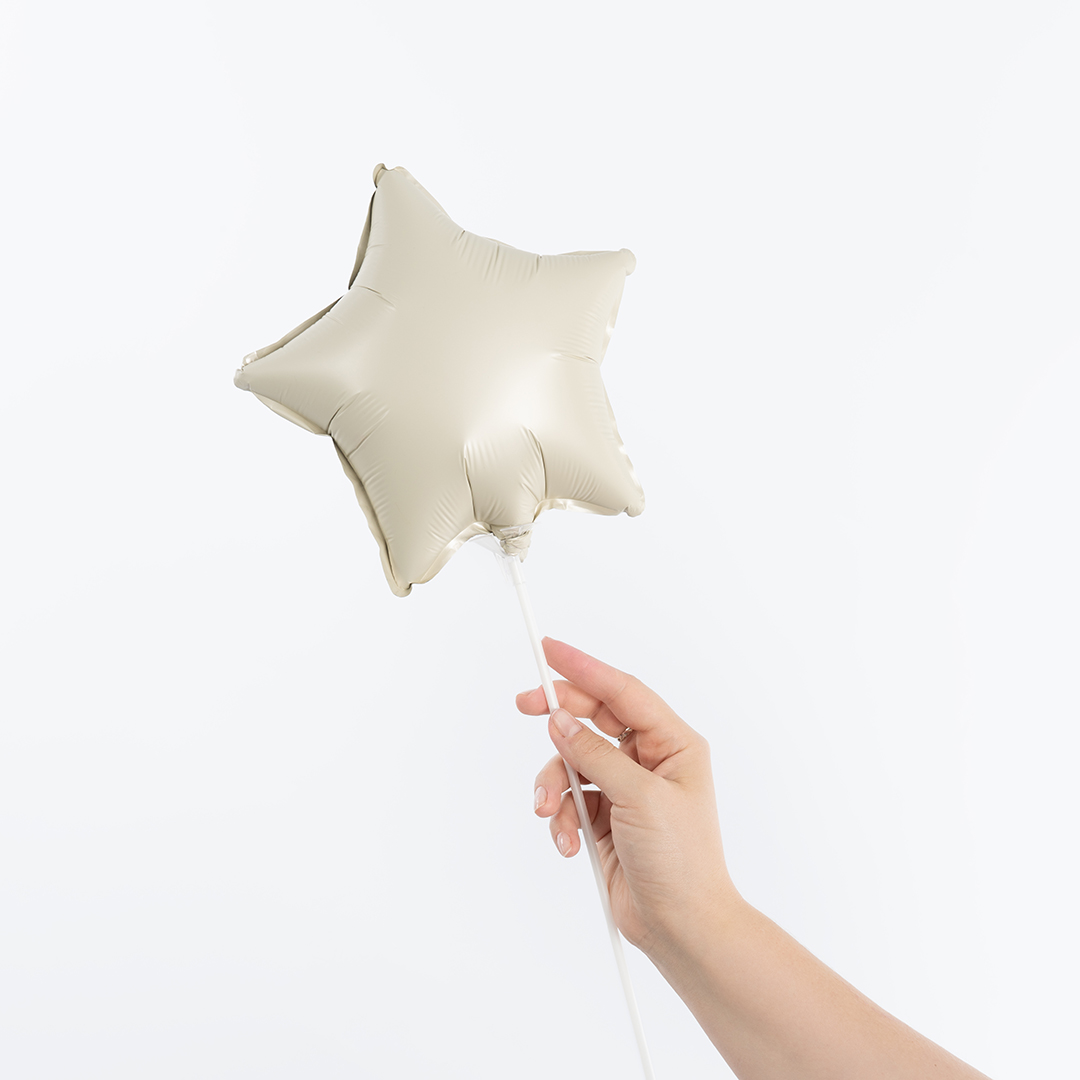 Шар с клапаном (10''/25 см) Мини-звезда, Кремовый, Сатин, 1 шт.