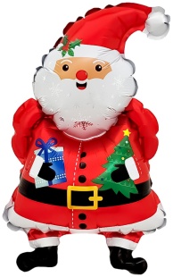 Шар с клапаном (16''/41 см) Мини-фигура, Дед Мороз с подарками, 5 шт. в уп.