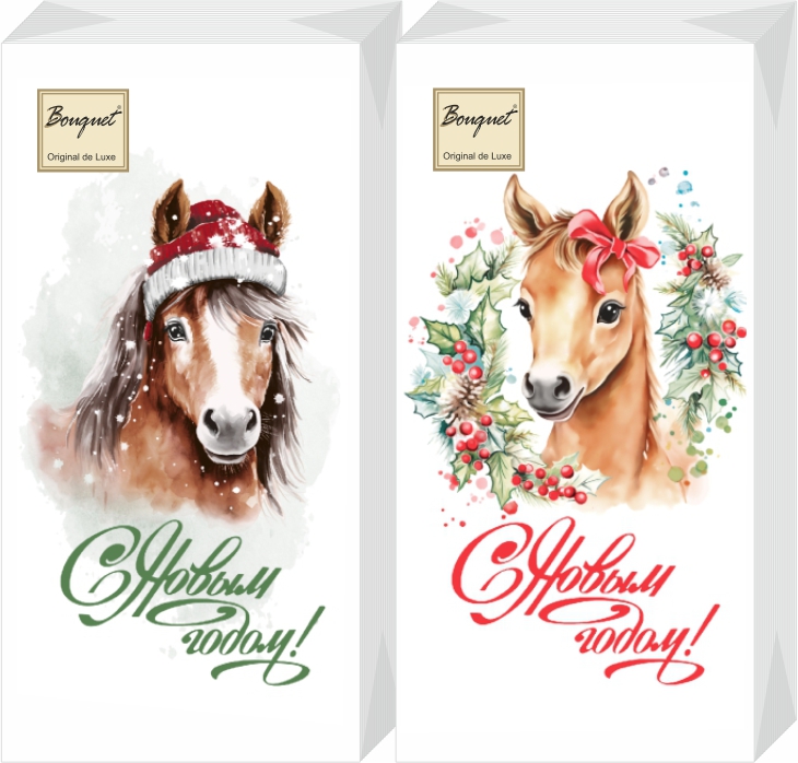 Сервировочные салфетки, Символ года (лошадка), 33*33 см, 20 шт.