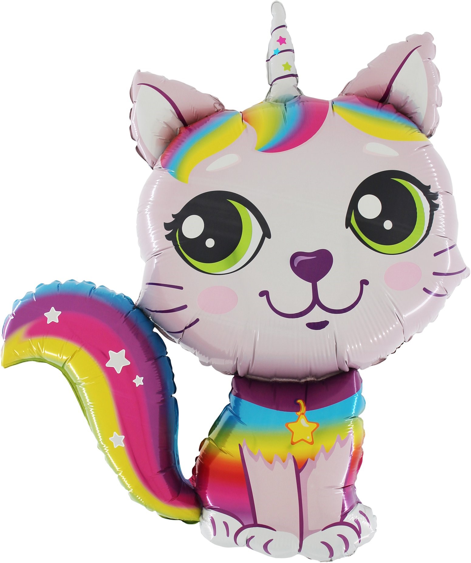 Шар (38''/97 см) Фигура, Котенок Единорог, Розовый, 1 шт.