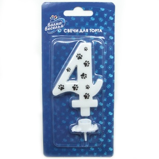 Свеча Цифра, 4 Лапки, 8 см, 1 шт. с держат.