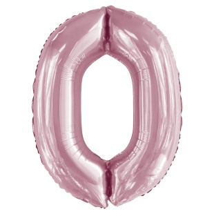 Шар (34''/86 см) Цифра, 0 Slim, Светло-розовый, 1 шт. в уп.