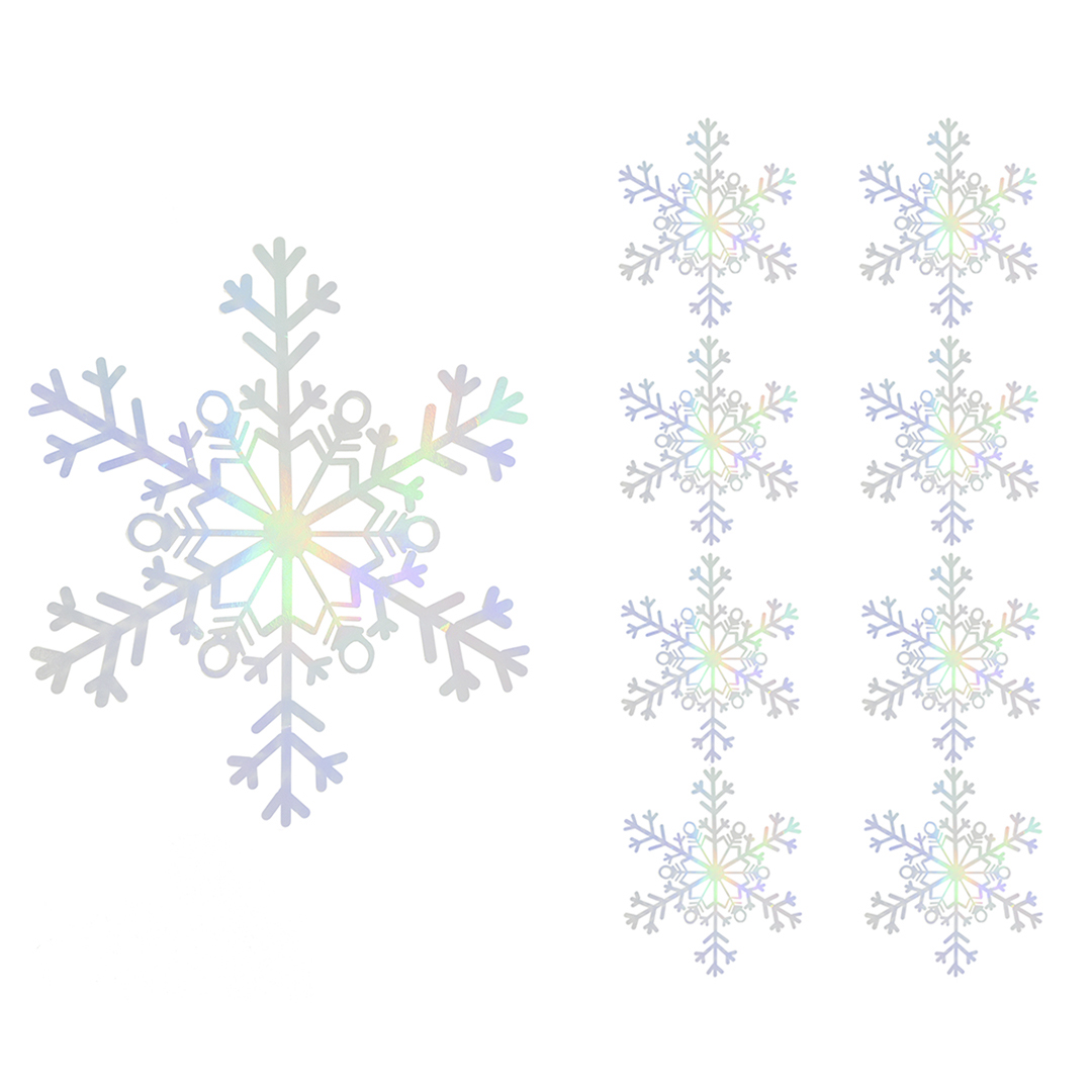 Декоративное украшение Снежинки Льдинки, 9 см, Серебро, Голография, 8 шт.