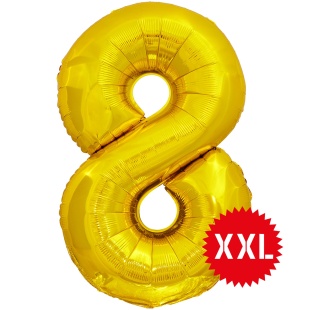 Шар (50''/127 см) Цифра, 8 XXL, Золото, 1 шт. в уп.