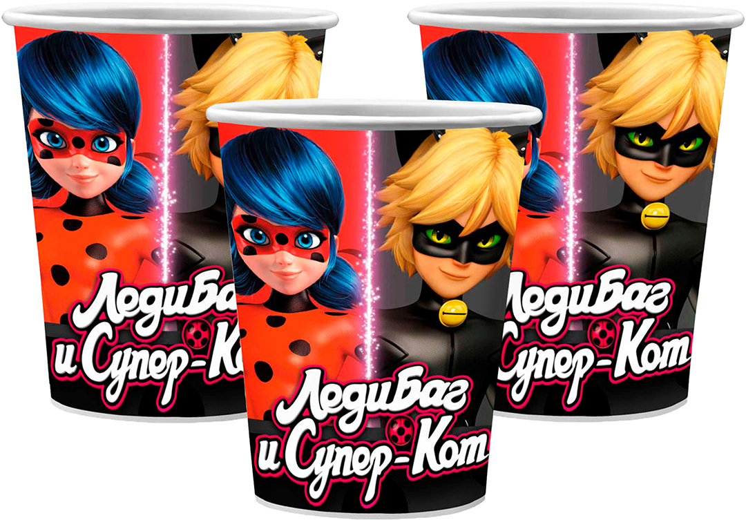 Стаканы (250 мл) Леди Баг и Супер-кот, 6 шт.
