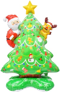 Шар 3D (61''/155 см) Фигура на подставке, Новогодняя елочка, 1 шт. в уп.