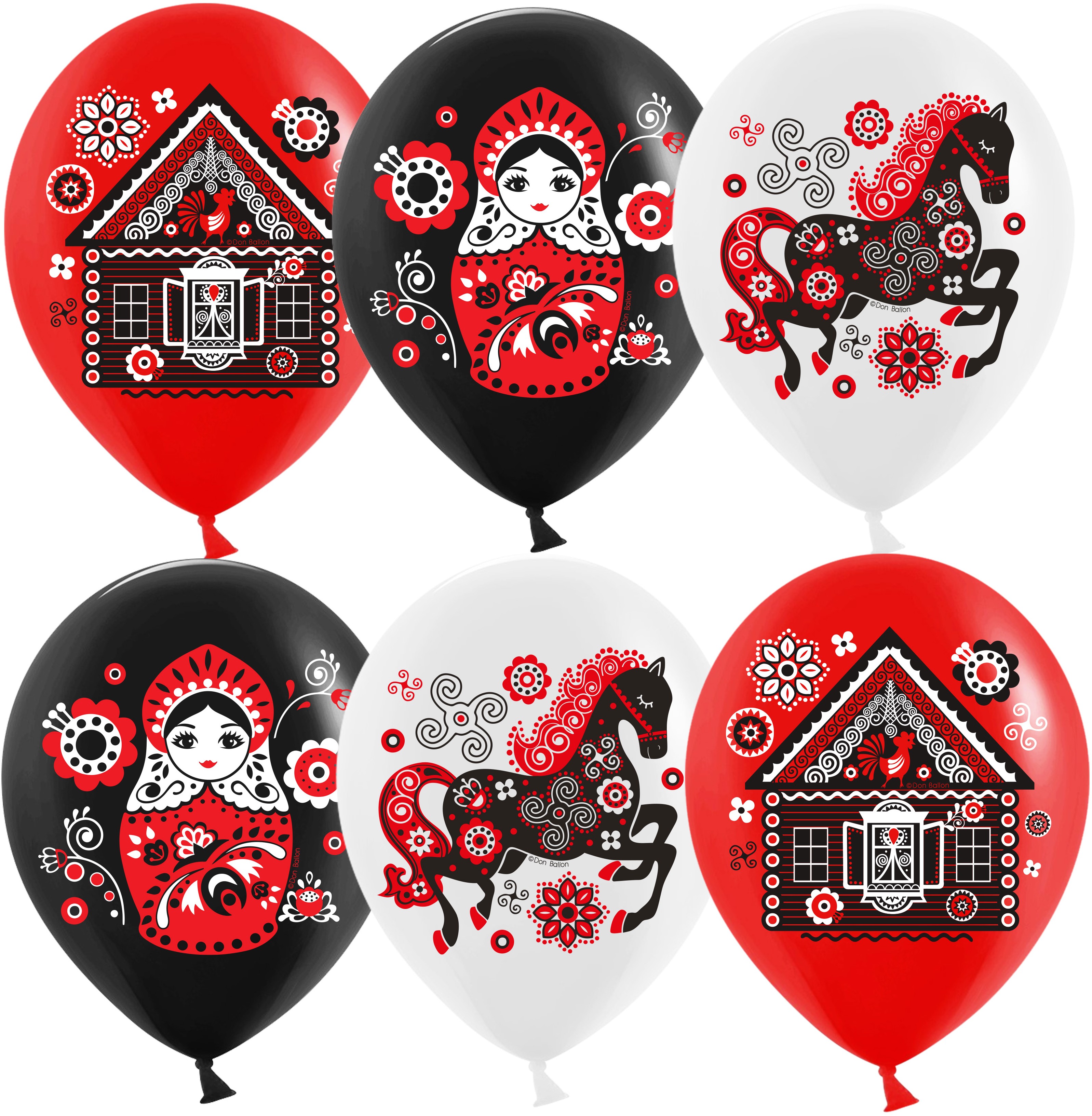 Шар (12''/30 см) Русские мотивы, Ассорти, пастель, 1 ст, 25 шт.