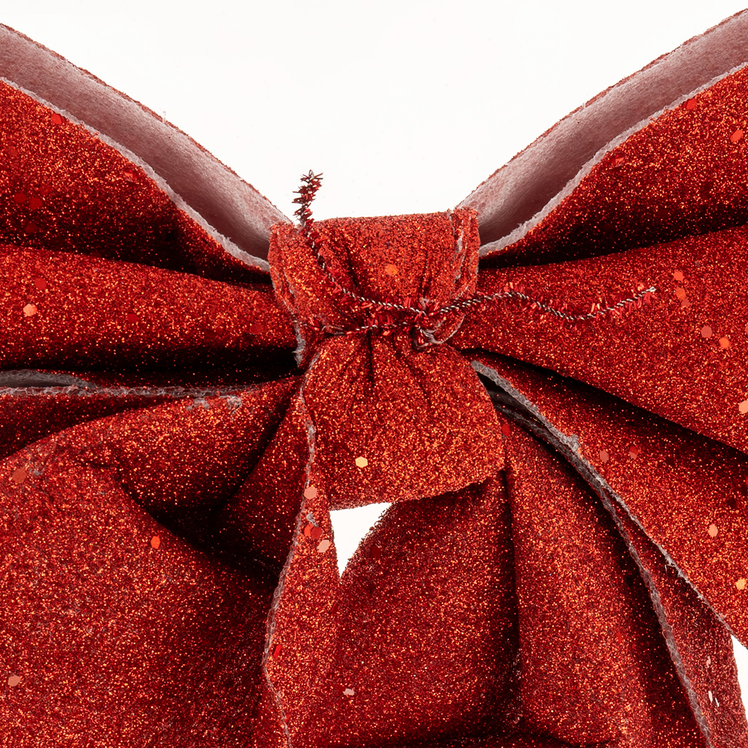 Декоративный бант Праздничный, Красный, с блестками, 35*40 см, 1 шт. в упак. 