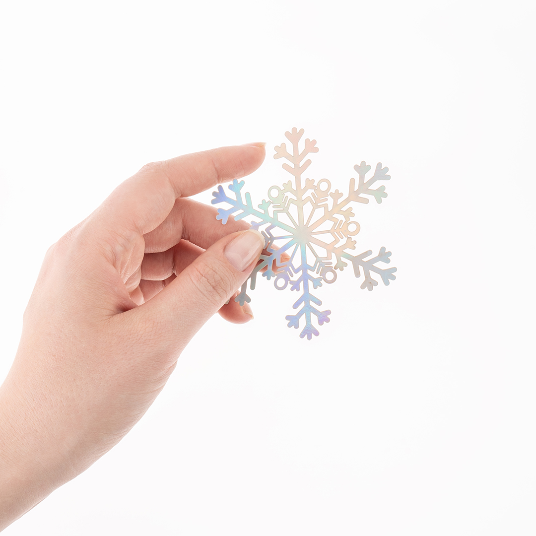 Декоративное украшение Снежинки Льдинки, 9 см, Серебро, Голография, 8 шт.