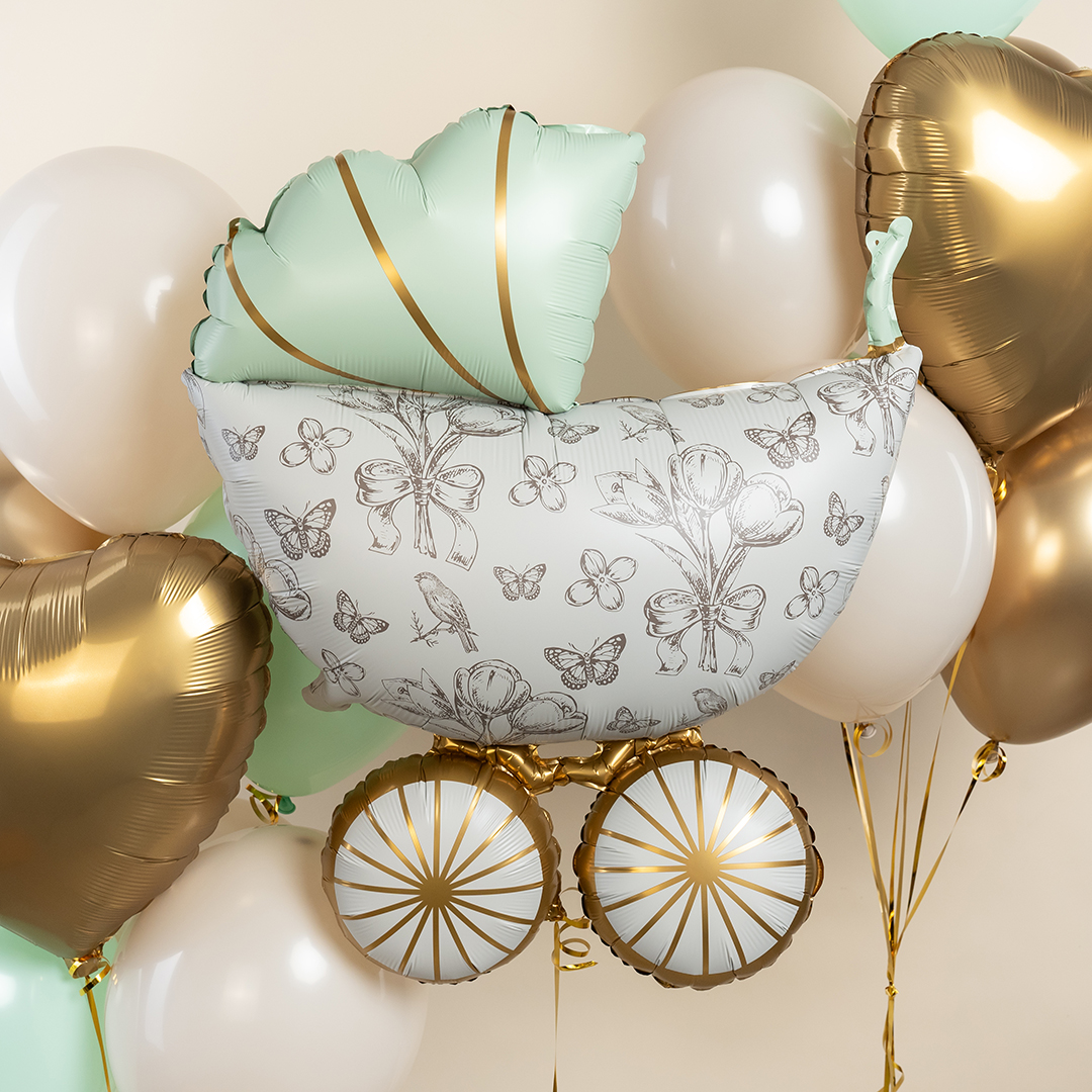 Шар (36''/91 см) Фигура, Коляска Ретро, Сатин, 1 шт.