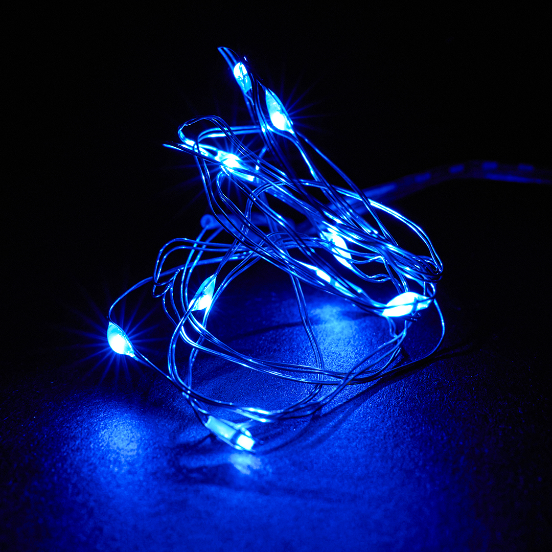 Светодиодная гирлянда, Роса 10 Led, IP10, 1 м. Синий, 1 шт.