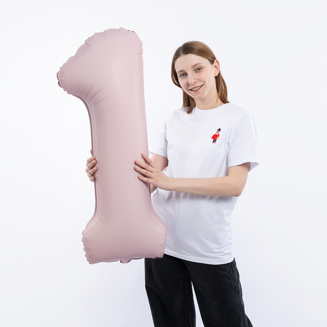 Шар (40''/102 см) Цифра, 1 Slim, Пыльная роза, Сатин, 1 шт. в уп.