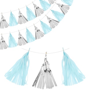 Гирлянда Тассел, Голубой/Серебро, Металлик, 35*12 см, 10 листов.