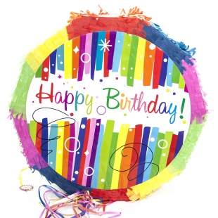 Пиньята Happy Birthday (яркие полоски), 42*42*9 см, 1 шт. в упак.