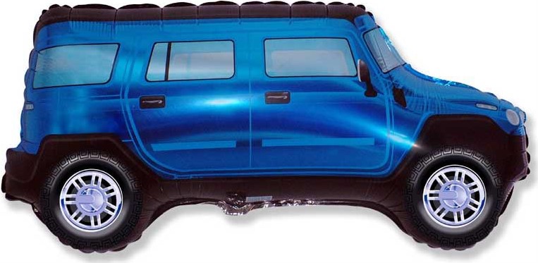 Шар (33''/84 см) Фигура, Внедорожник Джип, Синий, 1 шт.