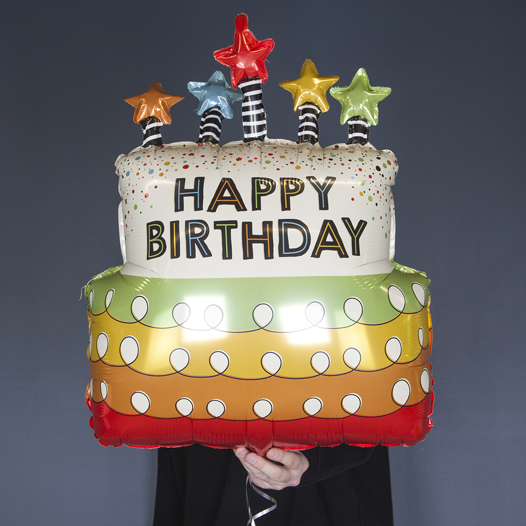 Шар (26''/66 см) Фигура, Торт на День Рождения, 1 шт. в уп.
