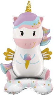 Шар 3D (23''/58 см) Фигура на подставке, Единорог с мороженым, 1 шт. в уп.