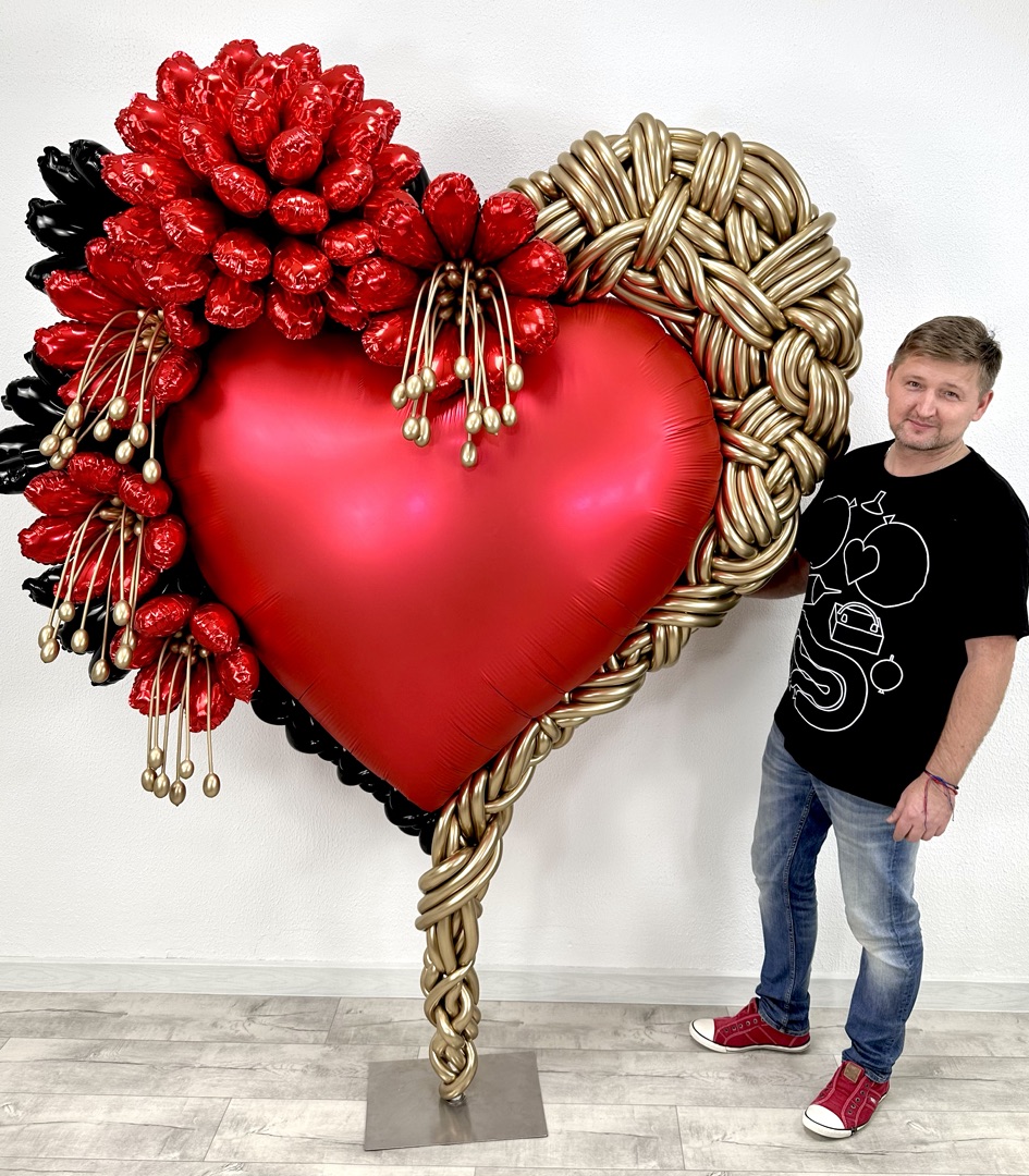 Шар (68''/173 см) Сердце, Красный, Сатин, 1 шт. в уп.