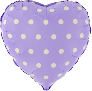 Шар (18''/46 см) Сердце, Кремовый горошек, Сиреневый, 1 шт.