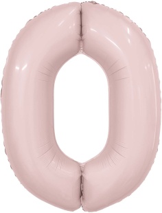Шар (40''/102 см) Цифра, 0 Slim, Пыльная роза, 1 шт. в уп.