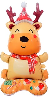 Шар 3D (38''/97 см) Фигура на подставке, Новогодний олень, 1 шт. в уп.