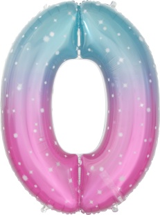 Шар (34''/86 см) Цифра, 0 Нежные искры, Розовый, Градиент, 1 шт. в уп.