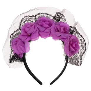 Ободок, Цветы на Хэллоуин (средние), Черный/Фиолетовый, 1 шт. 