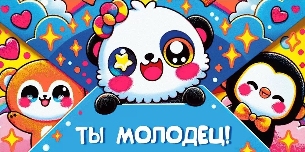 Конверты для денег, Ты Молодец! (зверята аниме), 10 шт.