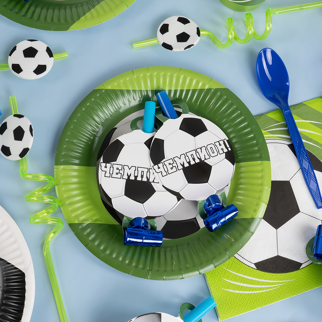 Карнавальные язычки гудки, Футбол, 11 см, 6 шт. в упак. 